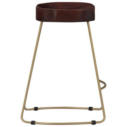 Tabourets de bar Industriel / Rétro - Vintage en lot de 2 en bois de manguier massif Brun 46 x 38 x 52 cm {attributes}
