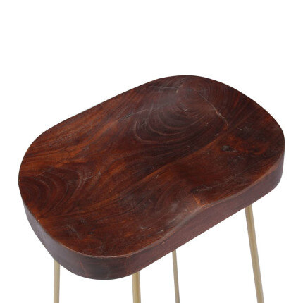 Tabourets de bar Industriel / Rétro - Vintage en lot de 2 en bois de manguier massif Brun 46 x 38 x 52 cm {attributes}