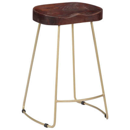 Tabourets de bar Industriel / Rétro - Vintage en lot de 2 en bois de manguier massif Brun 46 x 38 x 52 cm {attributes}