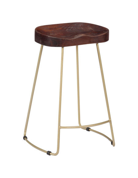 Tabourets de bar Industriel / Rétro - Vintage en lot de 2 en bois de manguier massif Brun 46 x 38 x 52 cm {attributes} Tabourets de bar Industriel / Rétro - Vintage en lot de 2 en bois de manguier massif Brun 46 x 38 x 52 cm {attributes}