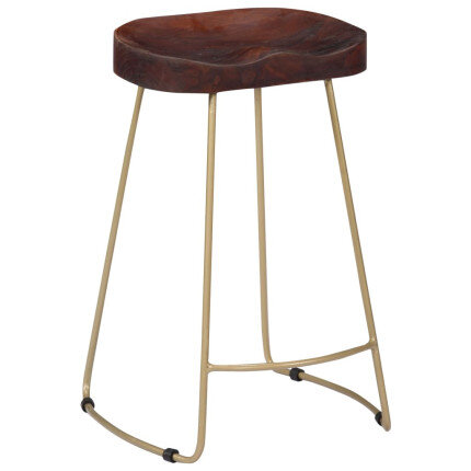 Tabourets de bar Industriel / Rétro - Vintage en lot de 2 en bois de manguier massif Brun 46 x 38 x 52 cm {attributes}
