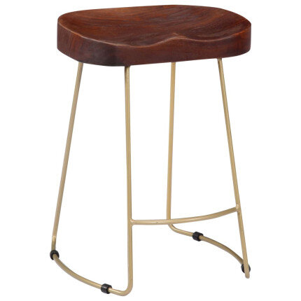 Tabourets de bar Industriel / Rétro - Vintage en lot de 2 en bois de manguier massif Brun 46 x 38 x 52 cm {attributes}