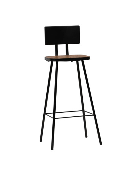 Tabourets de bar industriel en lot de 4 en bois massif de récupération Brun  {attributes}