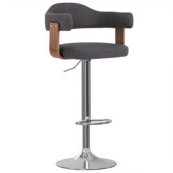 Tabourets de bar Rétro / Vintage en lot de 2 en bois courbé et tissu Gris  {attributes} 2