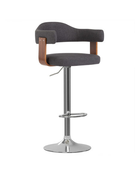 Tabourets de bar Rétro / Vintage en lot de 2 en bois courbé et tissu Gris  {attributes} Tabourets de bar Rétro / Vintage en lot de 2 en bois courbé et tissu Gris  {attributes}