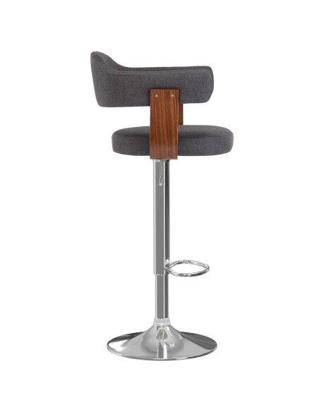 Tabourets de bar Rétro / Vintage en lot de 2 en bois courbé et tissu Gris  {attributes} Tabourets de bar Rétro / Vintage en lot de 2 en bois courbé et tissu Gris  {attributes}