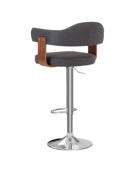 Tabourets de bar Rétro / Vintage en lot de 2 en bois courbé et tissu Gris  {attributes} Tabourets de bar Rétro / Vintage en lot de 2 en bois courbé et tissu Gris  {attributes}