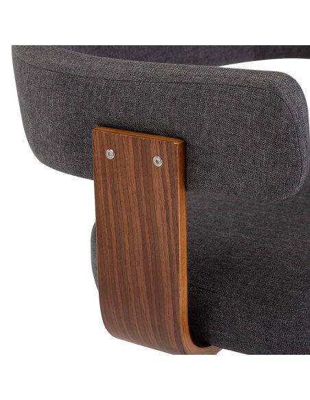 Tabourets de bar Rétro / Vintage en lot de 2 en bois courbé et tissu Gris  {attributes} Tabourets de bar Rétro / Vintage en lot de 2 en bois courbé et tissu Gris  {attributes}