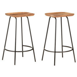 Tabourets de bar en lot de 2 en bois d'acacia Brun  {attributes}