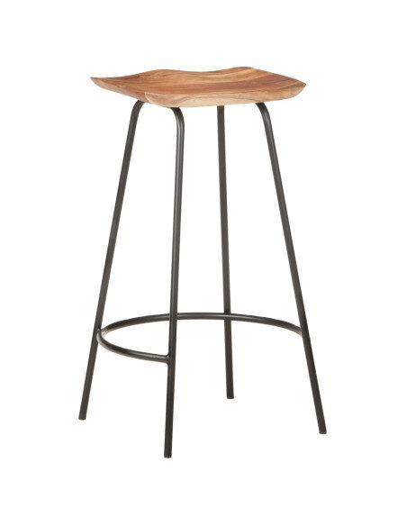 Tabourets de bar en lot de 2 en bois d'acacia Brun  {attributes} Tabourets de bar en lot de 2 en bois d'acacia Brun  {attributes}