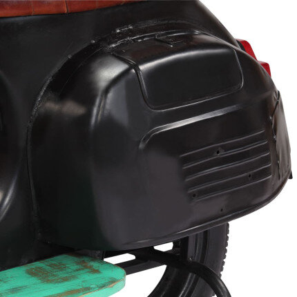 Chaise de bar Rétro / Vintage en cuir véritable et bois recyclé Noir  {attributes}