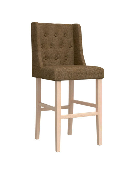 Chaise de bar campagne / chic en lot de 2 en bois massif d'hévéa et tissu Taupe  {attributes} Chaise de bar campagne / chic en lot de 2 en bois massif d'hévéa et tissu Taupe  {attributes}