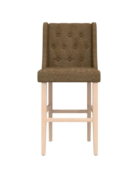 Chaise de bar campagne / chic en lot de 2 en bois massif d'hévéa et tissu Taupe  {attributes} Chaise de bar campagne / chic en lot de 2 en bois massif d'hévéa et tissu Taupe  {attributes}