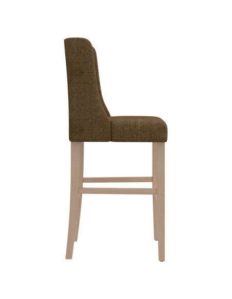 Chaise de bar campagne / chic en lot de 2 en bois massif d'hévéa et tissu Taupe  {attributes} Chaise de bar campagne / chic en lot de 2 en bois massif d'hévéa et tissu Taupe  {attributes}