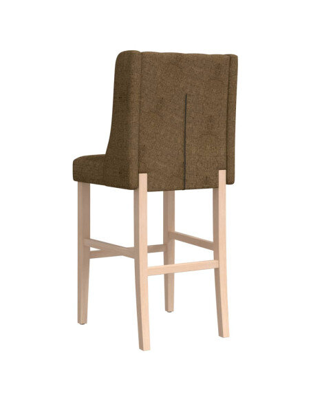 Chaise de bar campagne / chic en lot de 2 en bois massif d'hévéa et tissu Taupe  {attributes} Chaise de bar campagne / chic en lot de 2 en bois massif d'hévéa et tissu Taupe  {attributes}