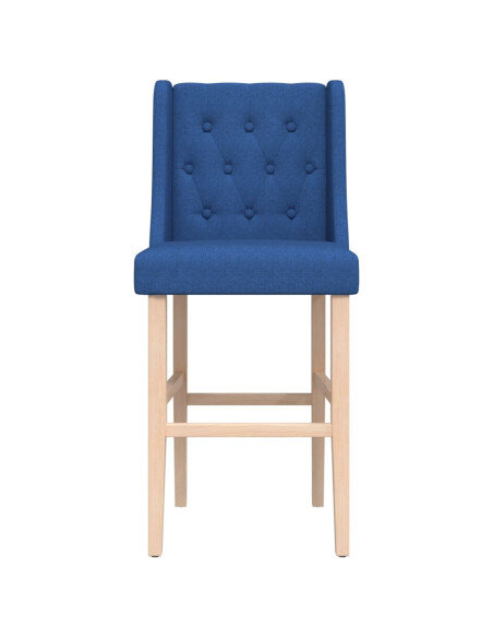 Chaise de bar campagne / chic en lot de 2 en bois massif d'hévéa et tissu Bleu  {attributes}