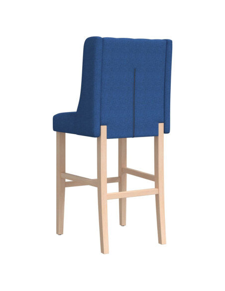 Chaise de bar campagne / chic en lot de 2 en bois massif d'hévéa et tissu Bleu  {attributes}