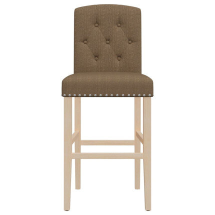 Chaise de bar campagne / chic en lot de 2 en bois massif d'hévéa et tissu Taupe  {attributes}