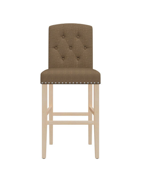 Chaise de bar campagne / chic en lot de 2 en bois massif d'hévéa et tissu Taupe  {attributes} Chaise de bar campagne / chic en lot de 2 en bois massif d'hévéa et tissu Taupe  {attributes}