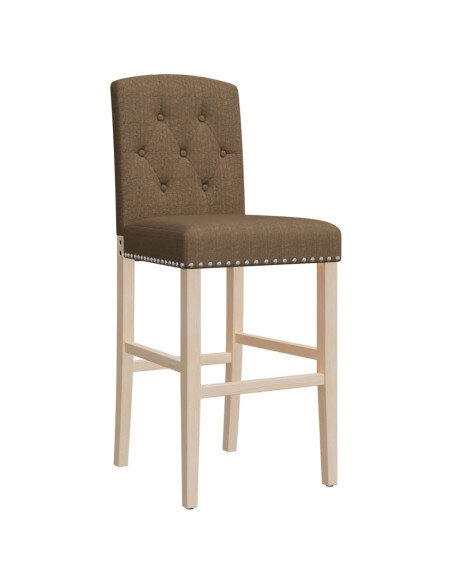 Chaise de bar campagne / chic en lot de 2 en bois massif d'hévéa et tissu Taupe  {attributes} Chaise de bar campagne / chic en lot de 2 en bois massif d'hévéa et tissu Taupe  {attributes}