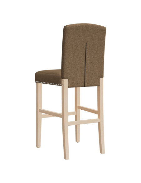 Chaise de bar campagne / chic en lot de 2 en bois massif d'hévéa et tissu Taupe  {attributes} Chaise de bar campagne / chic en lot de 2 en bois massif d'hévéa et tissu Taupe  {attributes}