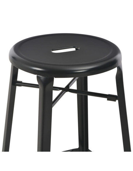 Tabourets de bar industriel en lot de 2 en métal acier Noir  {attributes}