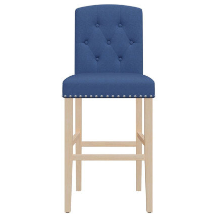 Chaise de bar campagne / chic en lot de 2 en bois massif d'hévéa et tissu Bleu  {attributes}