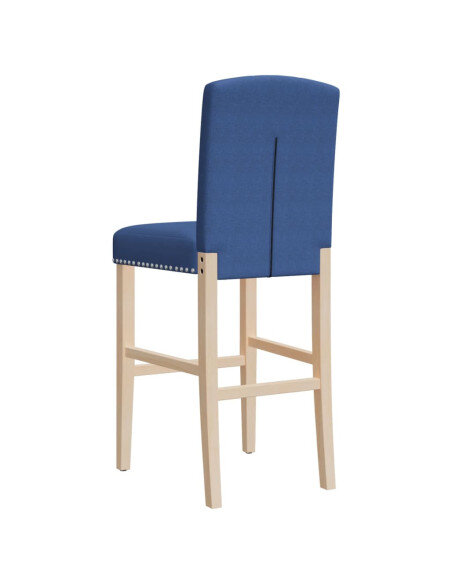 Chaise de bar campagne / chic en lot de 2 en bois massif d'hévéa et tissu Bleu  {attributes}