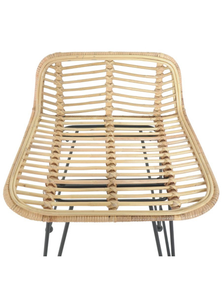 Chaise de bar Bohème / Nature en lot de 2 en rotin naturel Brun  {attributes}