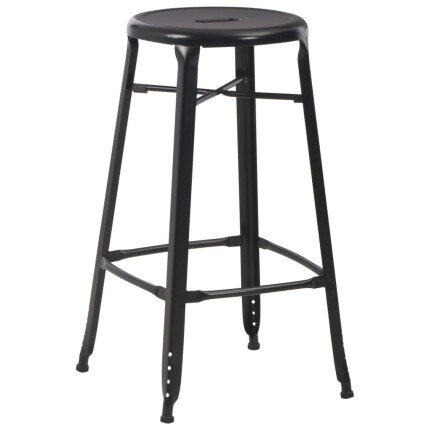 Tabourets de bar industriel en lot de 4 en acier Noir  {attributes}