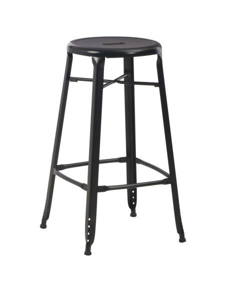 Tabourets de bar industriel en lot de 4 en acier Noir  {attributes}
