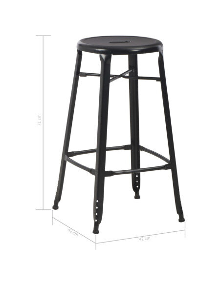 Tabourets de bar industriel en lot de 2 en métal acier Noir  {attributes}