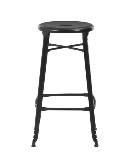 Tabourets de bar industriel en lot de 4 en acier Noir  {attributes}