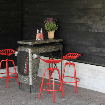 Chaise de bar industrielle tracteur Esschert Design en métal fonte et acier Rouge  {attributes}