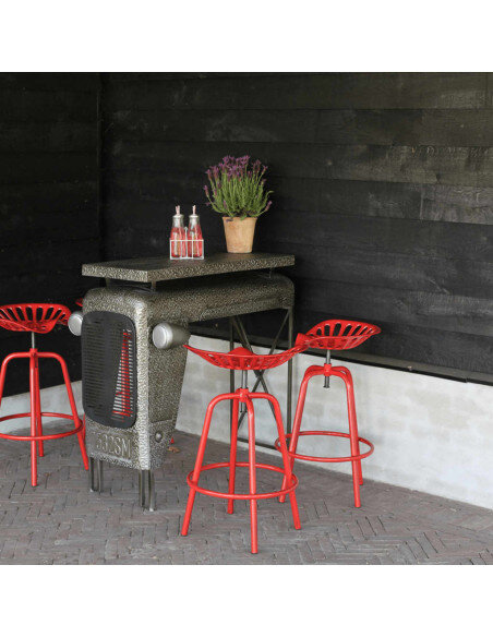 Chaise de bar industrielle tracteur Esschert Design en métal fonte et acier Rouge  {attributes} Chaise de bar industrielle tracteur Esschert Design en métal fonte et acier Rouge  {attributes}