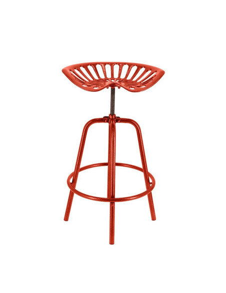Chaise de bar industrielle tracteur Esschert Design en métal fonte et acier Rouge  {attributes} Chaise de bar industrielle tracteur Esschert Design en métal fonte et acier Rouge  {attributes}