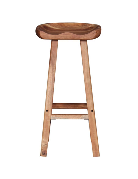 Tabourets de bar Bohème / Nature en lot de 2 en bois massif d'acacia Brun  {attributes}