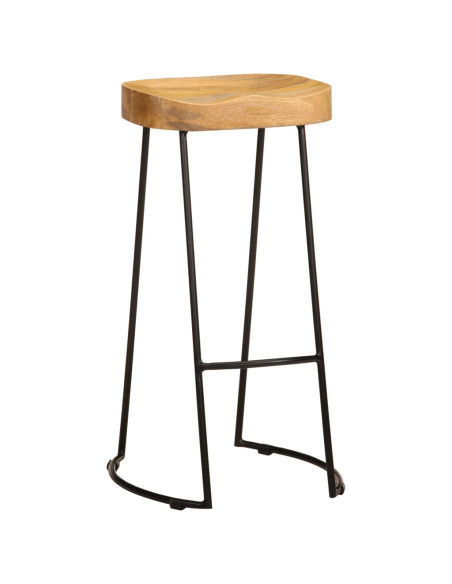Tabourets de bar Industriel / Rétro - Vintage en lot de 2 en bois de manguier massif Multicolore  {attributes}