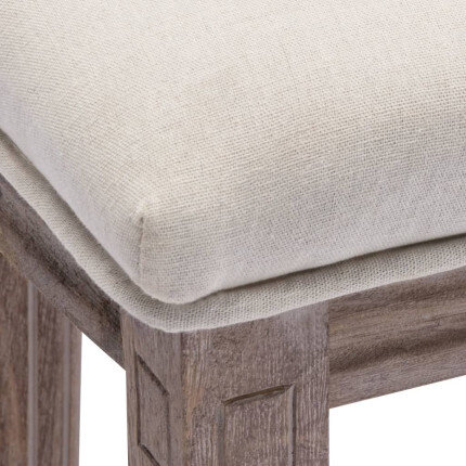 Tabourets de bar campagne / chic en lot de 2 en bois et avec revêtement en lin Blanc  {attributes}