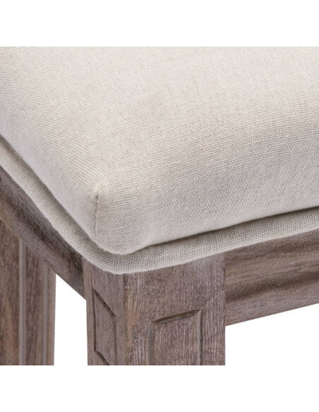 Tabourets de bar campagne / chic en lot de 2 en bois et avec revêtement en lin Blanc  {attributes}