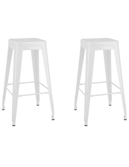 Tabourets de bar industriel empilables en lot de 2 en métal Blanc  {attributes}