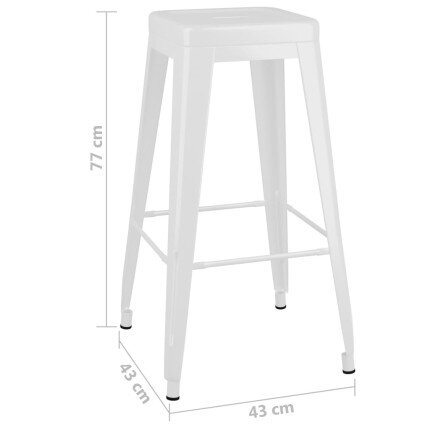 Tabourets de bar industriel empilables en lot de 2 en métal Blanc  {attributes}