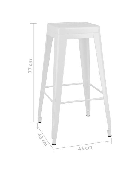 Tabourets de bar industriel empilables en lot de 2 en métal Blanc  {attributes}