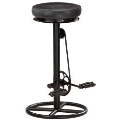 Tabourets de bar industriel en lot de 2 en cuir véritable Noir 44 x 44 x 75 cm {attributes} 2