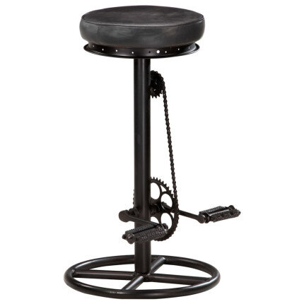 Tabourets de bar industriel en lot de 2 en cuir véritable Noir 44 x 44 x 75 cm {attributes}