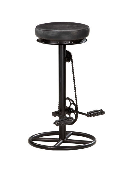 Tabourets de bar industriel en lot de 2 en cuir véritable Noir 44 x 44 x 75 cm {attributes}