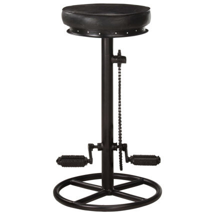 Tabourets de bar industriel en lot de 2 en cuir véritable Noir 44 x 44 x 75 cm {attributes}