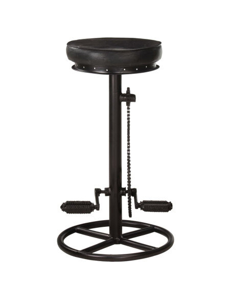 Tabourets de bar industriel en lot de 2 en cuir véritable Noir 44 x 44 x 75 cm {attributes}