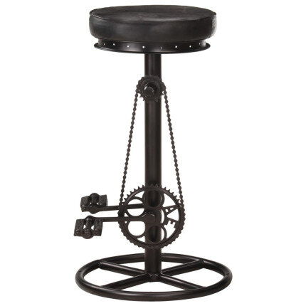 Tabourets de bar industriel en lot de 2 en cuir véritable Noir 44 x 44 x 75 cm {attributes}