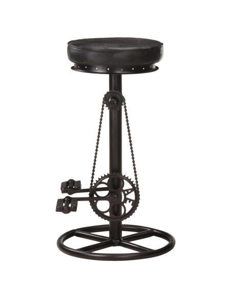 Tabourets de bar industriel en lot de 2 en cuir véritable Noir 44 x 44 x 75 cm {attributes}